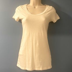 American Eagle Outfitters Scoop Neck Tee - Cream/White